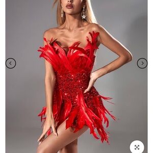 Mew mew red sequin feather dress size 2